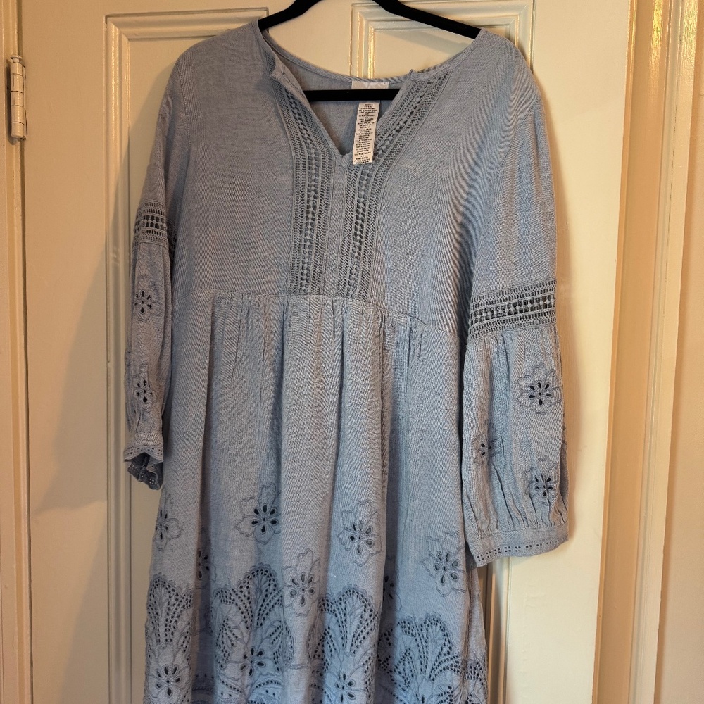 Tommy Bahama Blue Embroidered Dress